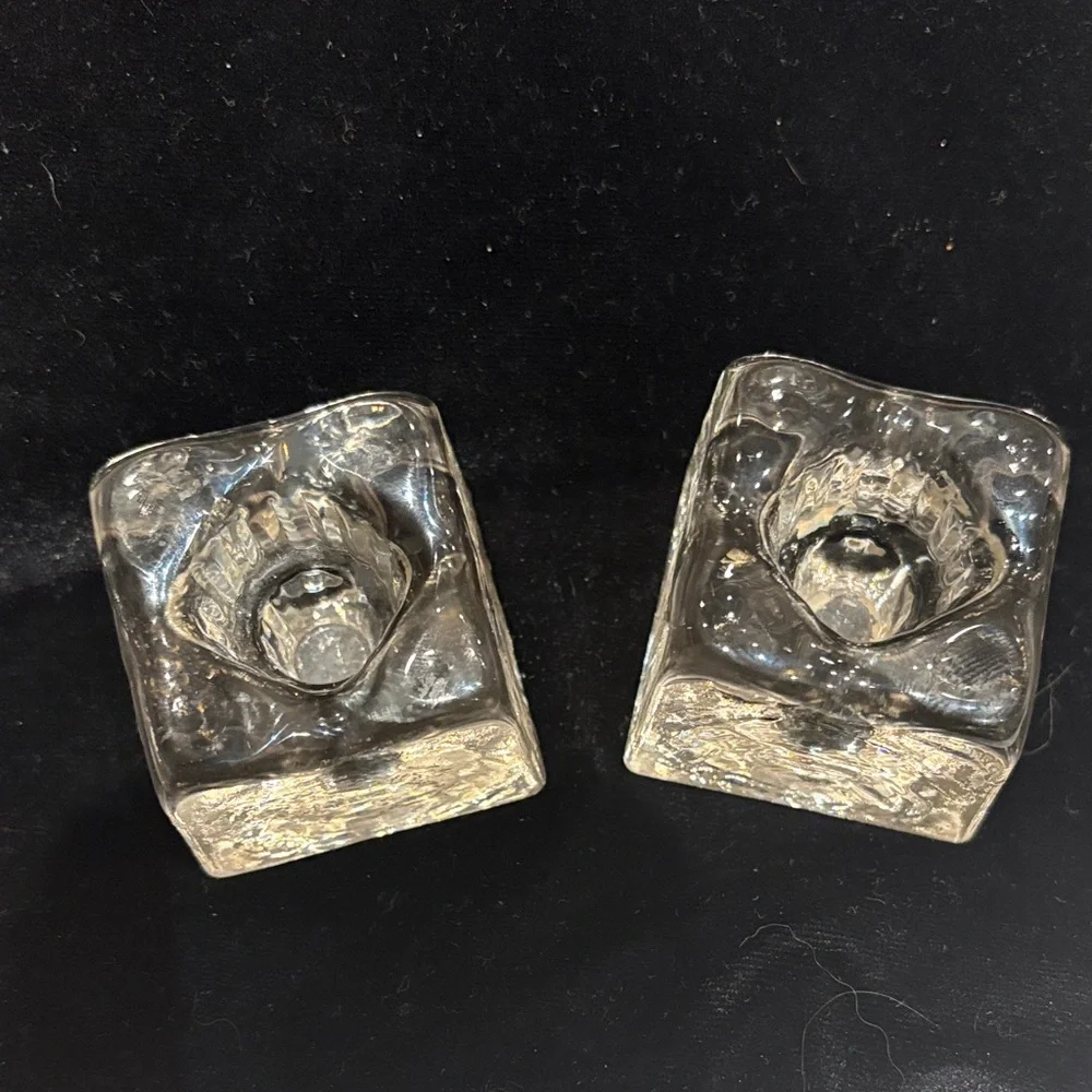 Vintage Wheaton Nuline NJ Glass‎ Candle Holders (2)